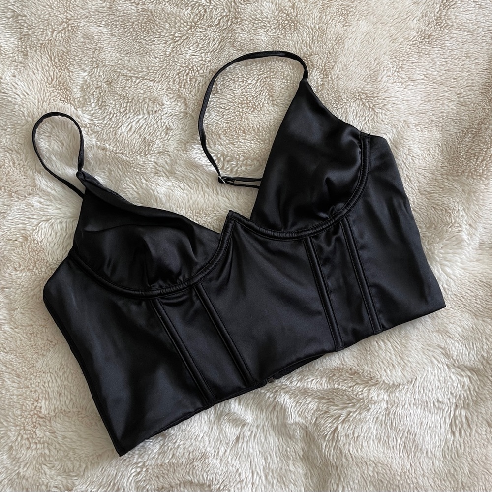 White fox silky bustier